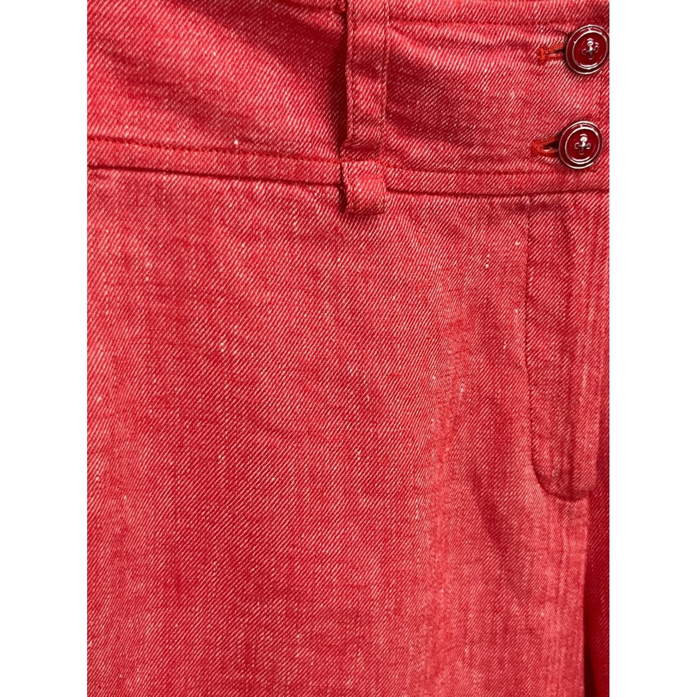 Etcetera Red Linen Blend Wide‎ Leg Trousers Pants Size 8 Double Button Waist - Picture 4 of 6